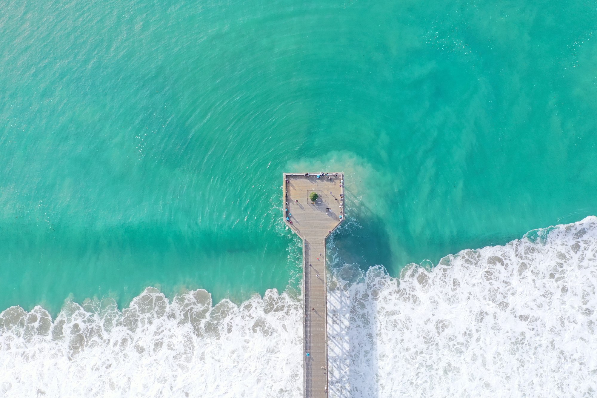 Aerial view of San Diego shoreline and pier